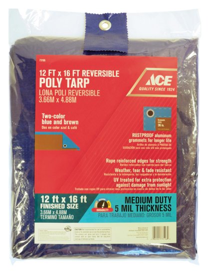 12 ft. W x 16 ft. L Medium Duty Polyethylene Tarp Blue/Brown