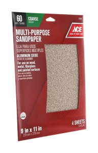 11 in. L x 9 in. W 60 Grit Aluminum Oxide Sandpaper 4 pk