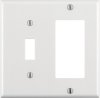 White 2 gang Thermoset Plastic GFCI/Rocker/Toggle Wall P