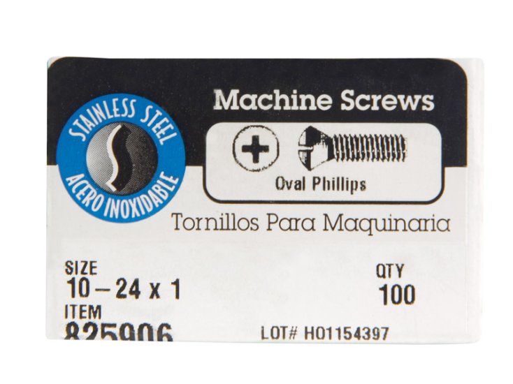 No. 10-24 x 1 in. L Phillips Oval Head Stainless Steel M