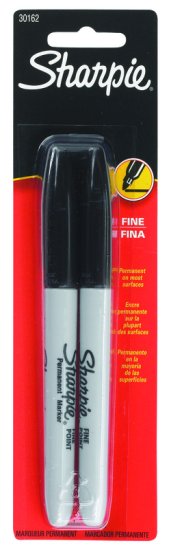 Black Fine Tip Permanent Marker 2 pk