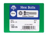 5/16 in. Dia. x 5 in. L Zinc Plated Steel Hex Bolt 50 pk