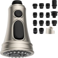 Pull Down Kitchen Sprayer Head in Satin Nickel with Adapters