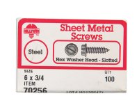 No. 6 x 3/4 in. L Slotted Hex Washer Head Zinc-Plated St