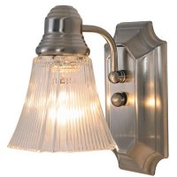 4-3/4 in. Brushed Nickel Sconce with Clear Ribbed Glass