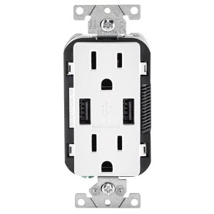 Leviton Decora 15 amps 125 V Duplex White Outlet and USB Charger