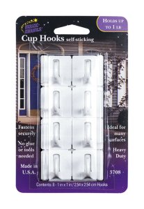 Self Stick Metal Picture/Cup Hook 1 lb. Adhesive 8