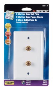 Monster Just Hook It Up White 1 gang Plastic Coaxial Wall Plate