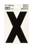 3 in. Reflective Black Vinyl Self-Adhesive Letter X 1 pc.