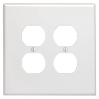 White 2 gang Plastic Duplex Outlet Wall Plate Jumbo