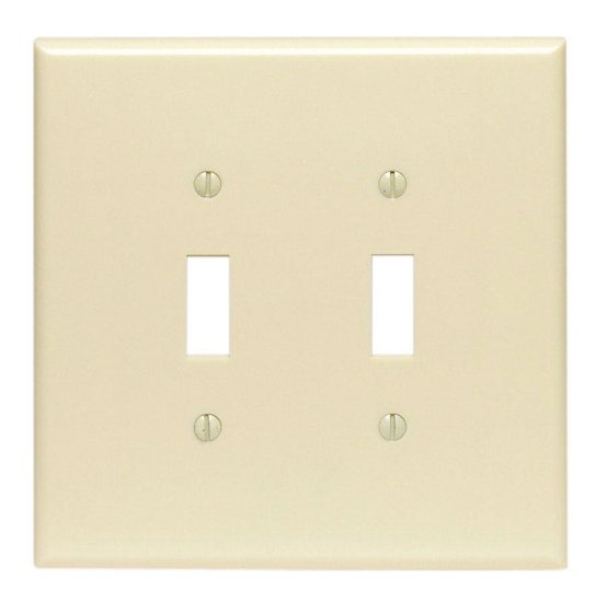 Ivory 2 gang Plastic Toggle Wall Plate Jumbo