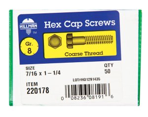 7/16 in. Dia. x 1-1/4 in. L Heat Treated Steel Hex Head