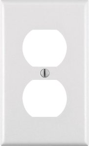 White 1 gang Thermoset Plastic Duplex Outlet Wall Plate