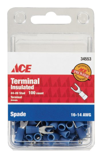 Insulated Wire Spade Terminal Blue 100 pk