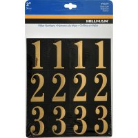 Hillman 2 in. Gold Vinyl Self-Adhesive Number Set 0-9 32 pc