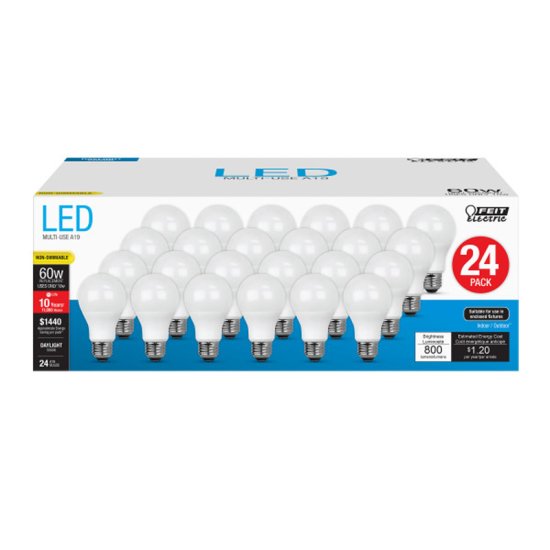 A19 E26 (Medium) LED Bulb Daylight 60w Eqv 24 pk