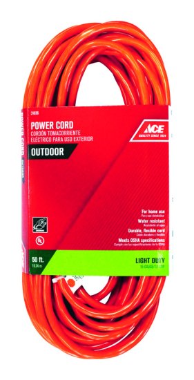 Indoor and Outdoor 50 ft. L Orange Extension Cord 16/3 SJTW