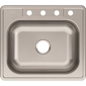 Drop-In Stainless Steel 25 in. 4-Hole Single Bowl 8 in. Deep