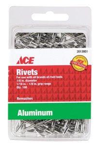 1/8 in. Dia. x 1/8 in. Aluminum Rivets Silver 100 pk