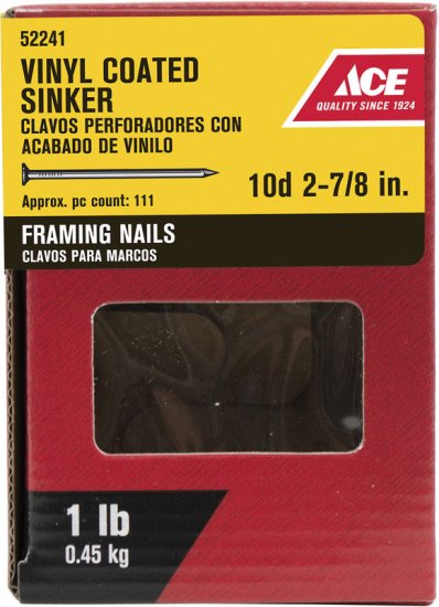 10D 2-7/8 in. Sinker Vinyl Steel Nail Checkered 1 lb.