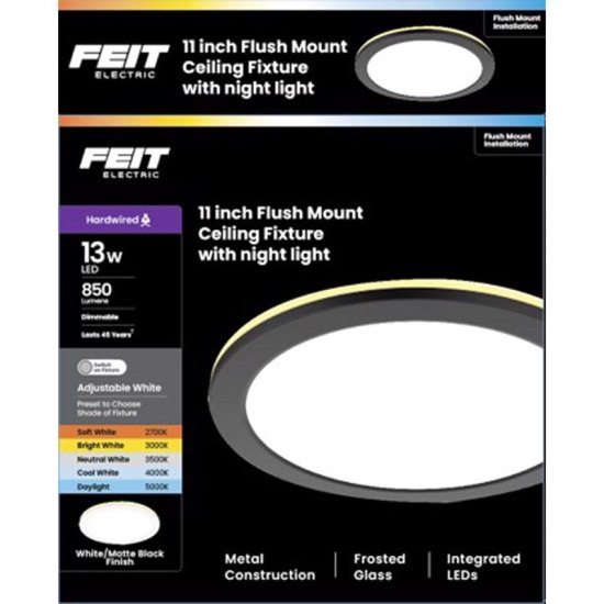 (image for) 11 in. L Matte Black Black Ceiling Fixture