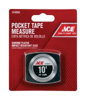 10 ft. L x 0.25 in. W Pocket Tape Measure Chrome 1 pk