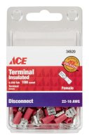 Insulated Wire Female Disconnect Red 100 pk