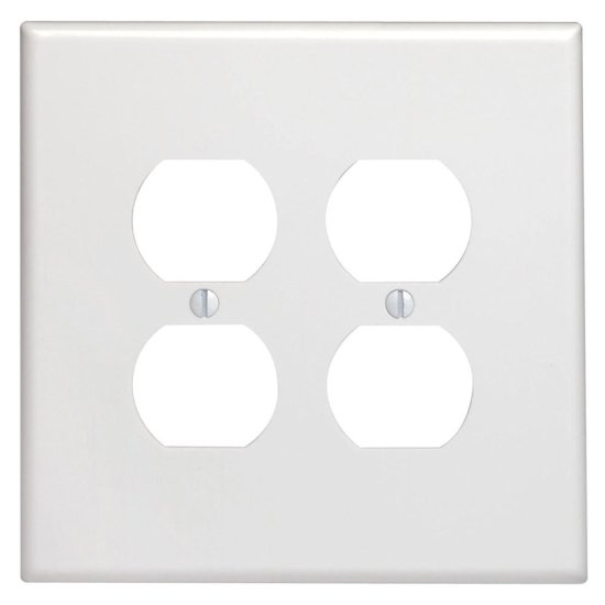 White 2 gang Plastic Duplex Outlet Wall Plate Jumbo