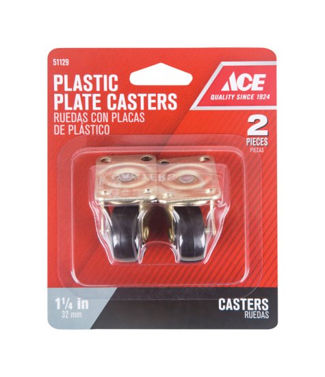 1-1/4 in. Dia. Plastic Caster 40 lb. 2 pk