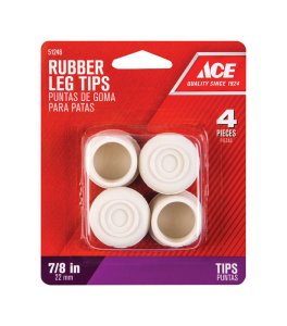 Rubber Leg Tip Off-White Round 7/8 in. W 4 pk