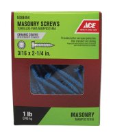 3/16 in. x 2-1/4 in. L Slotted Hex Washer Head Masonry Screw