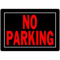English Black No Parking Sign 10 inch H X 14 inch W