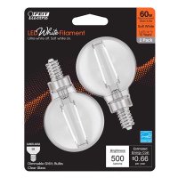 (image for) G16.5 E12 (Candelabra) Filament LED Bulb Soft White 60 Watt Equivalence 2 pk