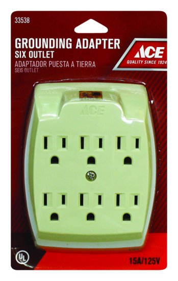 Grounded 6 outlets Adapter 1 pk