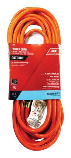 Indoor and Outdoor 25 ft. L Orange Extension Cord 14/3 SJTW