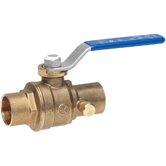 Homewerks 3/4 in. Brass Sweat Ball Valve with Drain Full Port