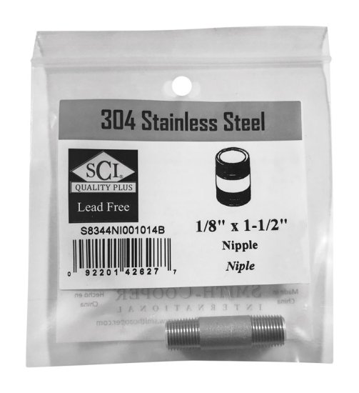 1/8 in. MPT x 1-1/2 in. L Stainless Steel Nipple