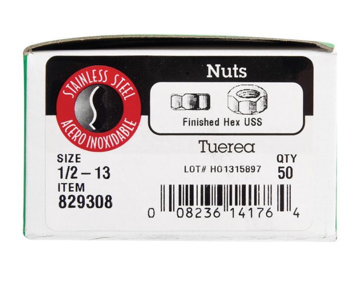 1/2 in. Stainless Steel SAE Hex Nut 50 pk