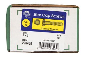 1 in. Dia. x 5 in. L Heat Treated Steel Hex Head Cap Scr