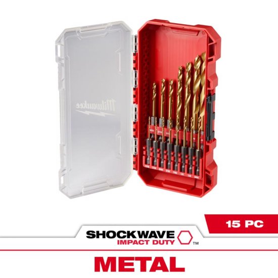 (image for) Steel Impact Rated Drill Bit Set Hex Shank 15 pc
