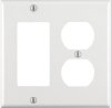 (image for) White 2 gang Thermoset Plastic Decorator/Duplex Wall Plate 1 pk