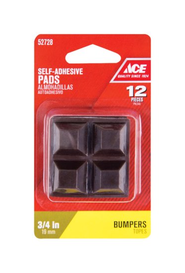 Vinyl Self Adhesive Bumper Pads Brown Square 3/4 in. W x 3/4