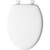 Elongated White Molded Wood Toilet Seat Lift Off