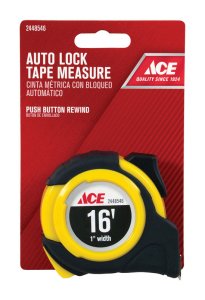 16 ft. L x 1 in. W Auto Lock Tape Measure Yellow 1 pk