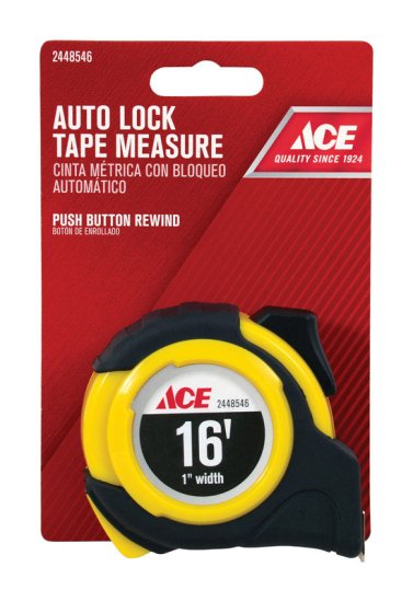 16 ft. L x 1 in. W Auto Lock Tape Measure Yellow 1 pk