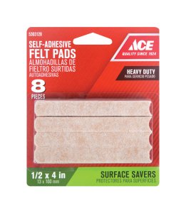 Felt Self Adhesive Pad Brown Rectangle 1/2 in. W x 4 in. L 8