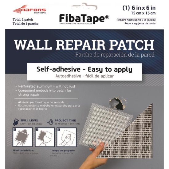 6 in. x 6 in. Reinforced Aluminum Self Adhesive Wall Patch