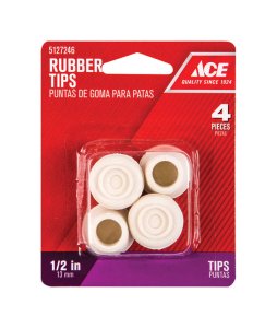 Rubber Leg Tip Off-White Round 1/2 in. W 4 pk