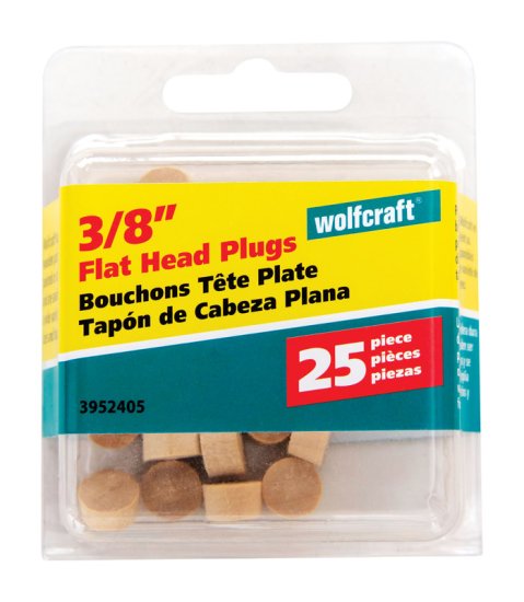 Flat Birch Head Plug 3/8 in. Dia. x 1/4 in. L 1 pk Nat