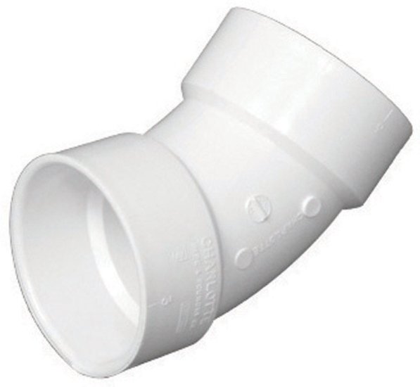 Schedule 40 4 in. Hub x 4 in. Dia. Hub PVC 45 Deg